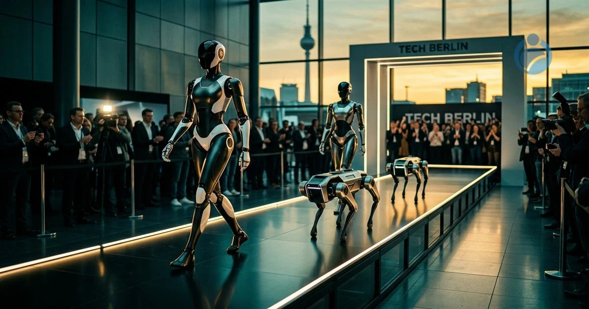 Robôs humanoides e quadrúpedes desfilam em passarela na IFA 2026 em Berlim