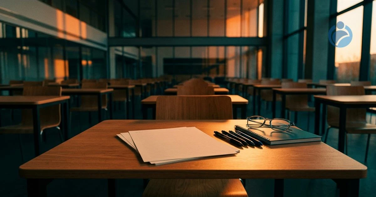 Conceito visual de estudantes em sala de prova universitária sob estética de filtro astral